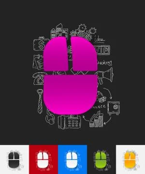 Mouse paper sticker with hand drawn elements Stock Illustration