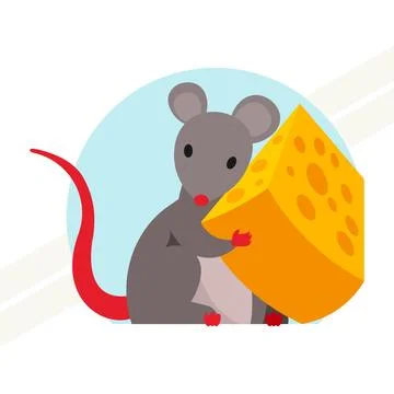 Mouse-with-a-piece-of-cheese Stock Illustration