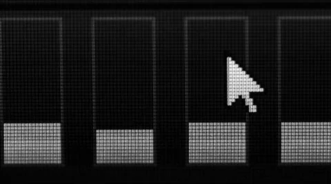 Mouse pointer and monochrome equalizer on the computer screen close-up Stock Footage 32349560
