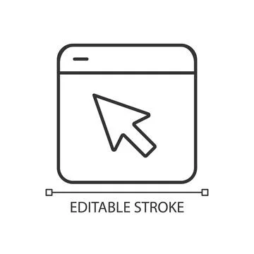 Mouse pointer on browser window linear icon 库存插图