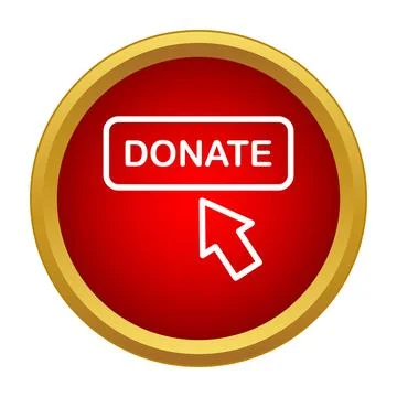 Mouse pointer clicking donate button on red icon 스톡 일러스트