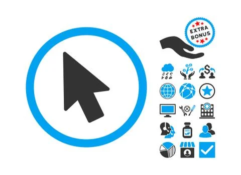 Mouse Pointer Flat Vector Icon With Bonus 스톡 일러스트