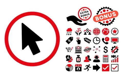 Mouse Pointer Flat Vector Icon with Bonus 库存插图