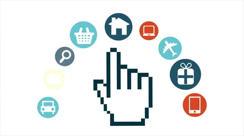 Mouse pointer, hand mouse pointer different icons, internet concept Stock Footage 43549419