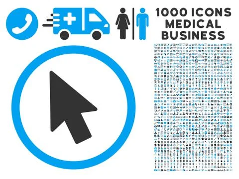 Mouse Pointer Icon with 1000 Medical Business Symbols 스톡 일러스트