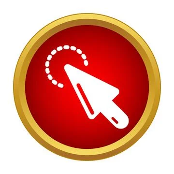 Mouse pointer icon with click effect on red circular button Stock Illustration