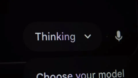 A mouse pointer icon clicking the &amp;quot;Thinking&amp;quot; mode button Stock Footage 321750143
