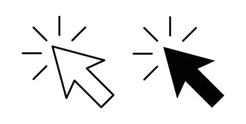Mouse pointer icon collection in black, Line icons, flat symbols 库存插图
