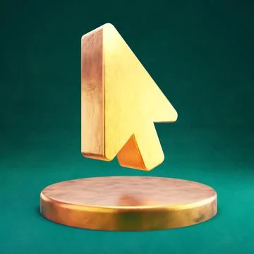 Mouse Pointer icon. Fortuna Gold Mouse Pointer symbol on golden podium. 스톡 일러스트