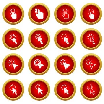 Mouse pointer icon red circle set Illustrazione stock