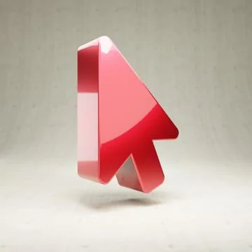 Mouse Pointer icon. Red glossy metallic Mouse Pointer symbol isolated on whit Stock Illustration