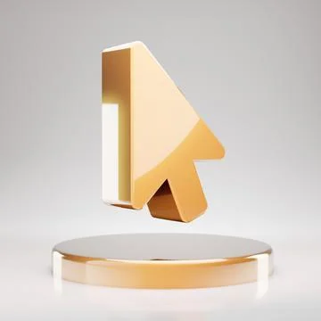 Mouse Pointer icon. Yellow Gold Mouse Pointer symbol on golden podium. イラスト素材