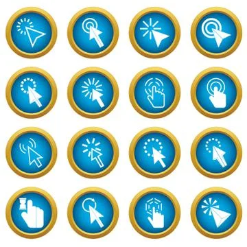 Mouse pointer icons blue circle set Illustrazione stock