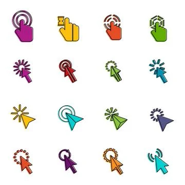 Mouse pointer icons doodle set Illustrazione stock