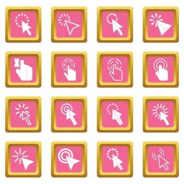 Mouse pointer icons pink 스톡 일러스트