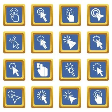 Mouse pointer icons set blue Illustrazione stock