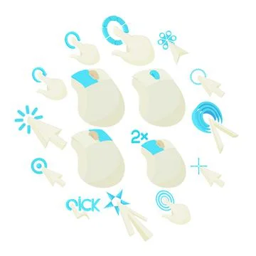 Mouse pointer icons set, cartoon style Illustrazione stock