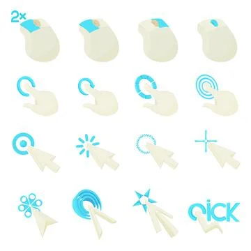 Mouse pointer icons set, cartoon style Stockillustratie