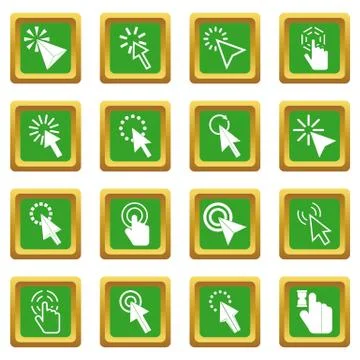 Mouse pointer icons set green Illustrazione stock