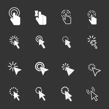 Mouse pointer icons set grey vector 库存插图