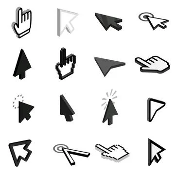 Mouse pointer icons set, isometric 3d style 스톡 일러스트