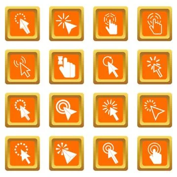 Mouse pointer icons set orange Stock Illustration