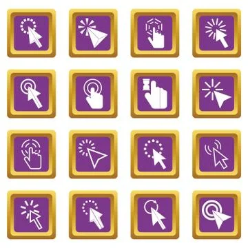 Mouse pointer icons set purple Illustrazione stock