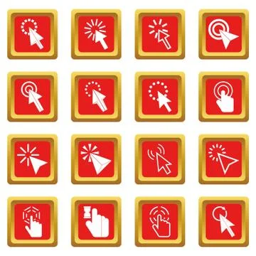 Mouse pointer icons set red Illustrazione stock