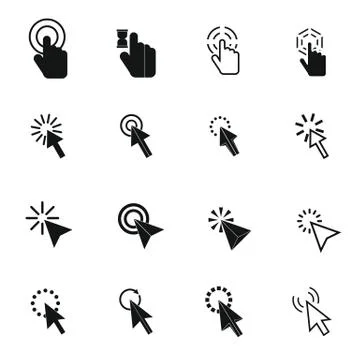 Mouse pointer icons set, simple style Illustrazione stock