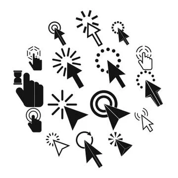 Mouse pointer icons set, simple style Stock Illustration
