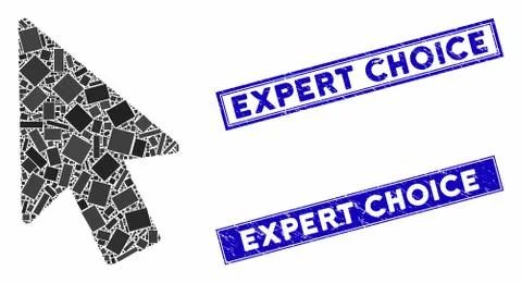 Mouse Pointer Mosaic and Scratched Rectangle Watermarks Stock Illustration