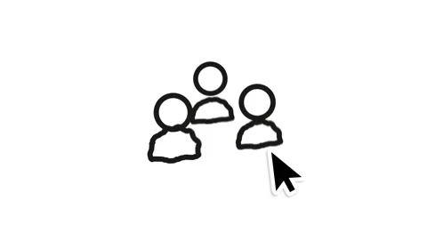 Mouse pointer pointing on animated black and white people icon then converting Stock Footage 160547440