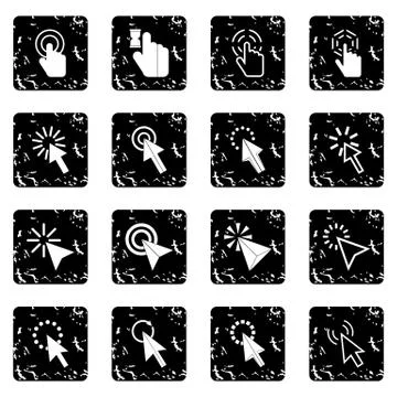 Mouse pointer set icons, grunge style Stock Illustration