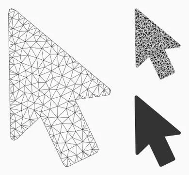 Mouse Pointer Vector Mesh Wire Frame Model and Triangle Mosaic Icon 스톡 일러스트