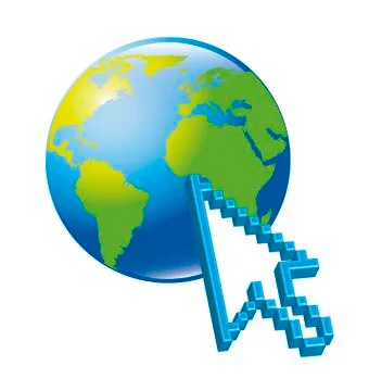 Mouse pointer on world, Vector Illustration 스톡 일러스트