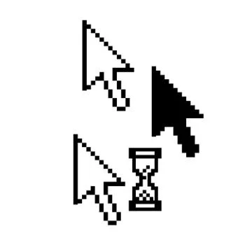 Mouse pointers - pixel arrow, hourglass icons Stock Illustration