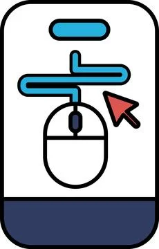 A mouse is pointing to a button on a phone イラスト素材