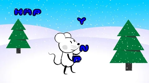 Mouse rat character juggling with new year sign Stock Footage 118766598