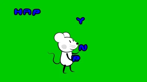 Mouse rat juggling new year sign green screen Stock Footage 118766482