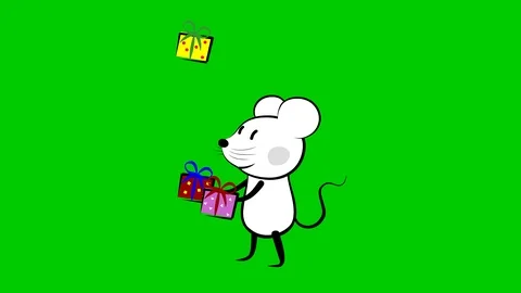 Mouse rat juggling new year presents green screen Stock Footage 119252467