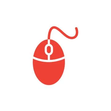 Mouse Red Icon On White Background. Red Flat Style Vector Illustration. Stock Illustration