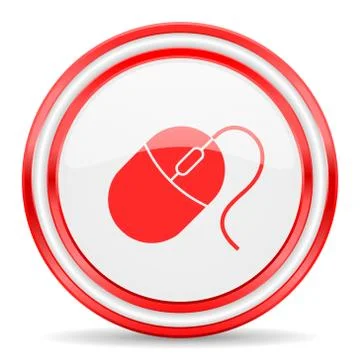 Mouse red white glossy web icon Stock Illustration