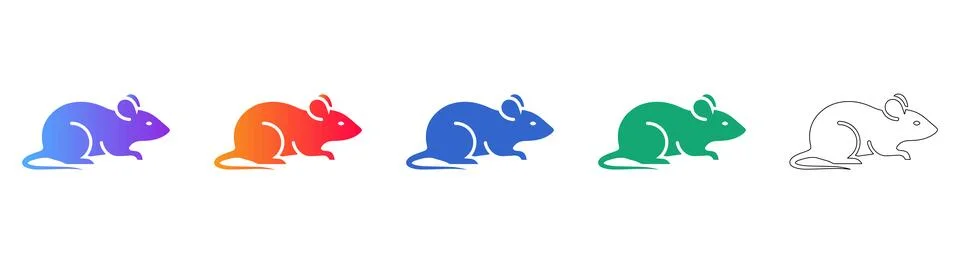 Mouse Rodent Icon Set Stock Illustration