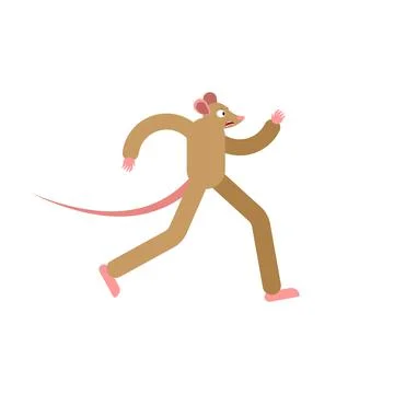 Mouse is running. Rat run. Vector illustration Stock Illustration