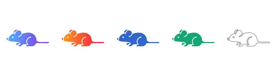 Mouse Silhouette Icon Set Stock Illustration
