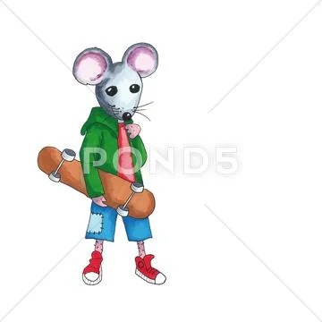 Mouse - skateboard Stock Illustration