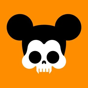 Mouse Skull isolated. Rat Skeleton Head with Ears Stock Illustration