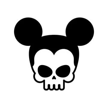 Mouse Skull isolated. Rat Skeleton Head with Ears Stock Illustration