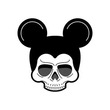 Mouse Skull isolated. Rat Skeleton Head with Ears Stock Illustration
