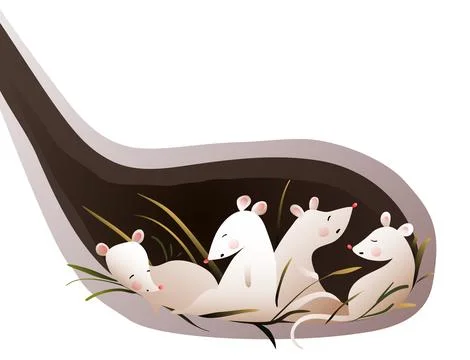 Mouse Sleeping in a Den or Burrow Underground Stock Illustration